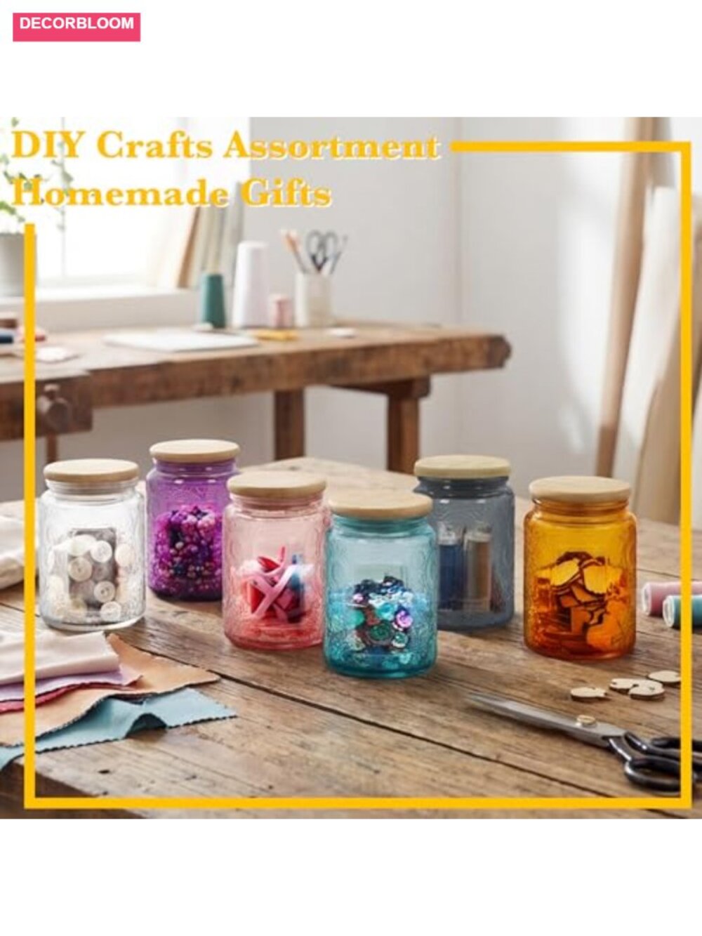 6 Pack 8 oz Decorative Glass Jars with Bamboo Lids, Airtight Food Storage - Picture 3 of 6